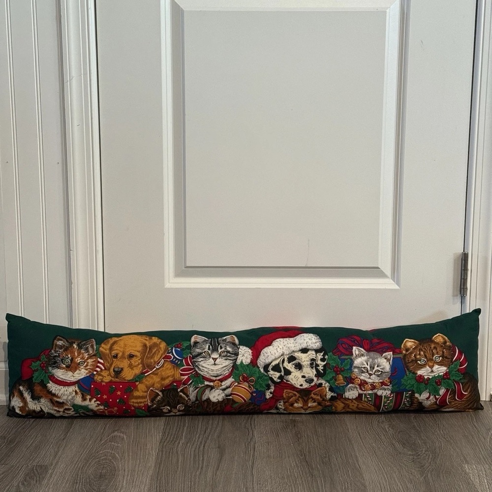Vintage puppy and kitten doorstop couch pillow